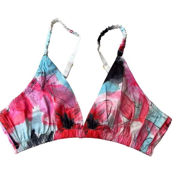 KILO BRAVA Floral Satin Jacquard Triangle Bralette Size M NWOT - Picture 5 of 7